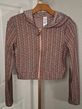 New Fashion Juniors Large XL Textured Cropped Zip Hoodie